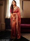Ladies Radiant Rani Pink Colour Banarasi Crush Saree